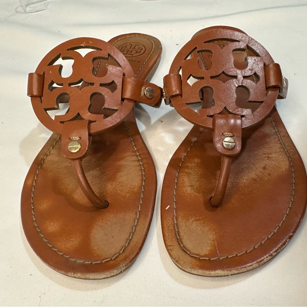 Tory Burch Miller Women’s  Cognac/Brown Sandals| Size 9 1/2 - Picture 3 of 10